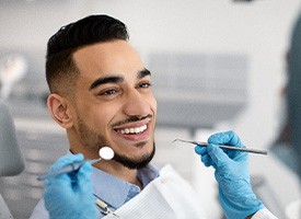 Man smiling during dental visit