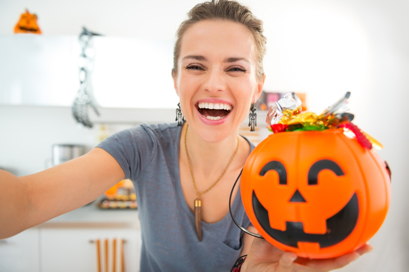 Patient enjoying Halloween with clear aligners