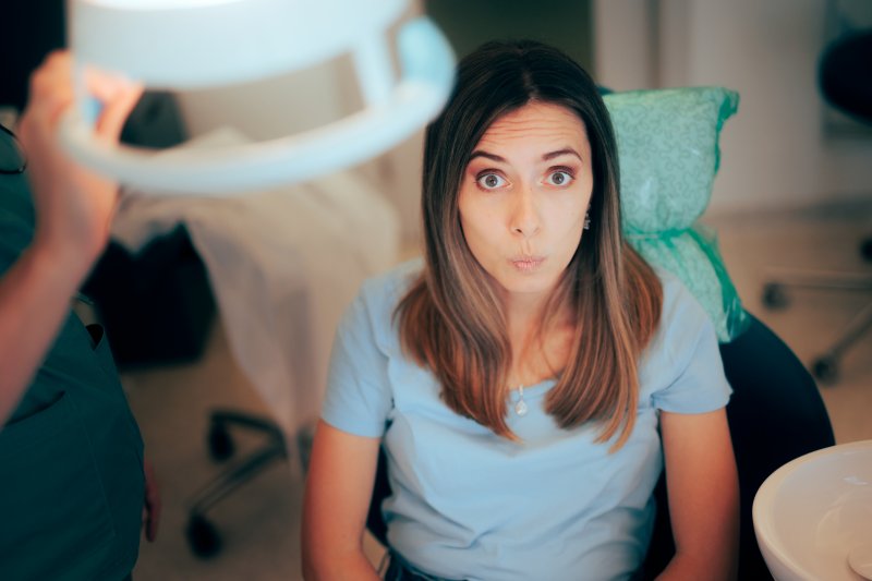 Patient anxious at their dental checkup